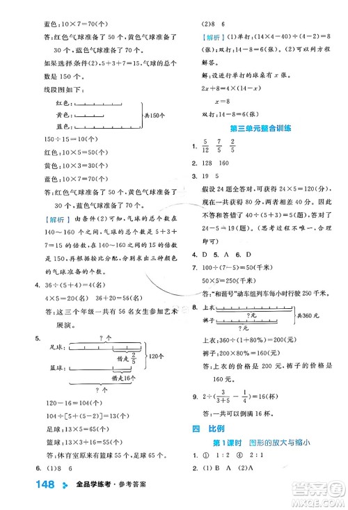 开明出版社2024年春全品学练考六年级数学下册苏教版答案 开明出版社2024年春全品学练考六年级数学下册苏教版答案
