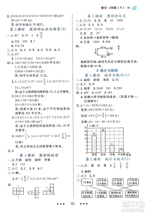 延边大学出版社2024年春细解巧练六年级数学下册人教版答案