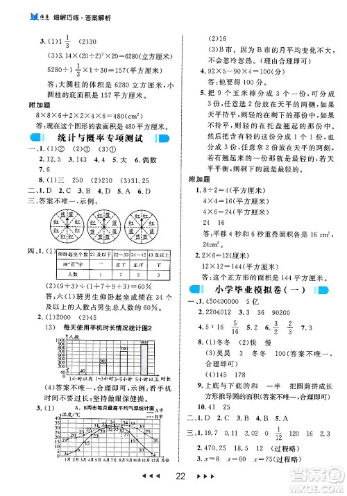 延边大学出版社2024年春细解巧练六年级数学下册北师大版答案
