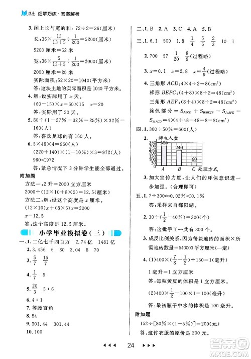 延边大学出版社2024年春细解巧练六年级数学下册北师大版答案