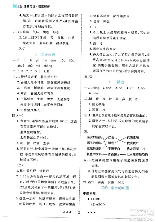 延边大学出版社2024年春细解巧练六年级语文下册部编版答案