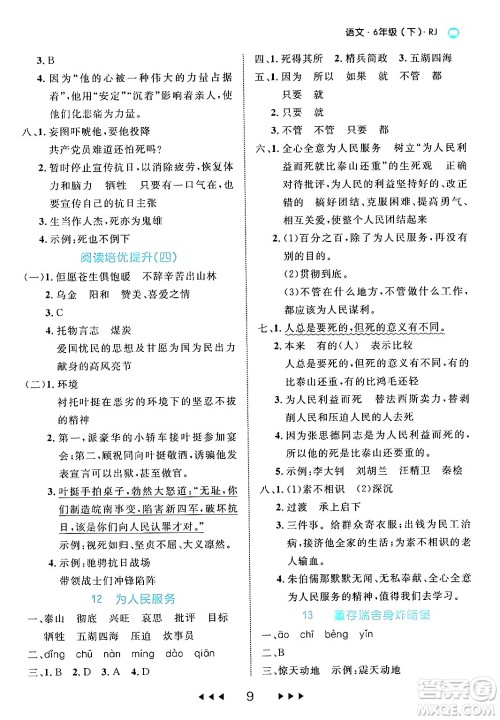 延边大学出版社2024年春细解巧练六年级语文下册部编版答案
