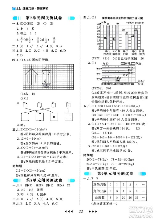 延边大学出版社2024年春细解巧练四年级数学下册人教版答案
