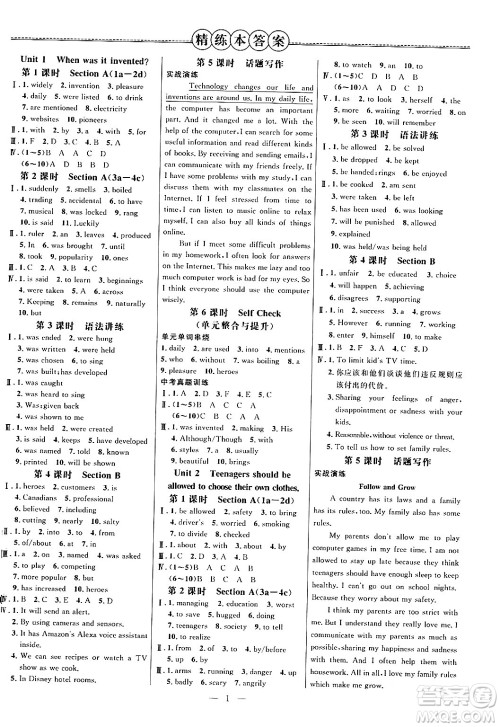 延边大学出版社2024年春细解巧练九年级英语下册鲁教版答案