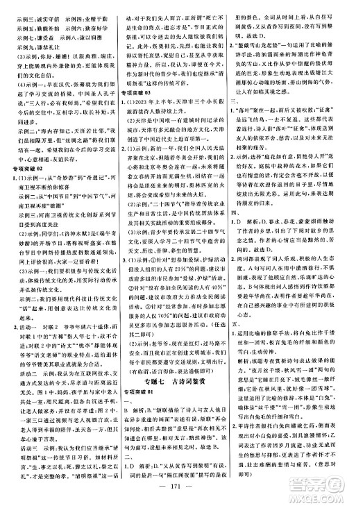 延边大学出版社2024年春细解巧练九年级语文下册人教版答案