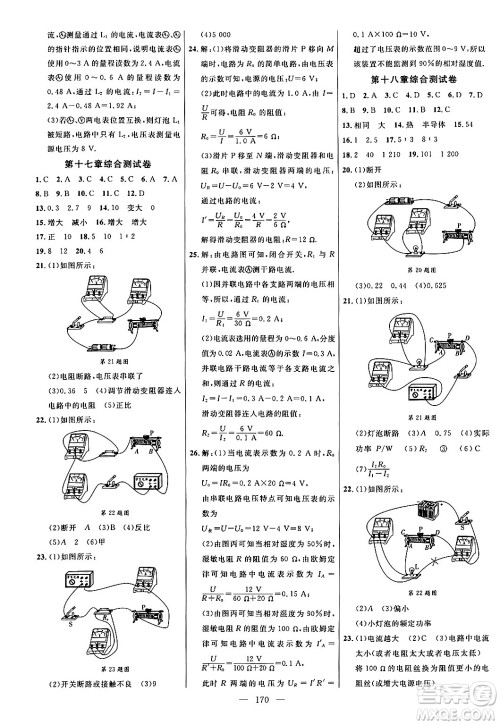延边大学出版社2024年春细解巧练九年级物理下册人教版答案