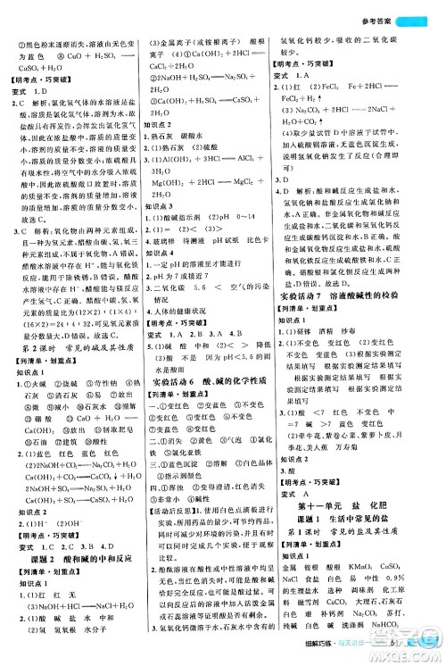 延边大学出版社2024年春细解巧练九年级化学下册人教版答案 延边大学出版社2024年春细解巧练九年级化学下册人教版答案