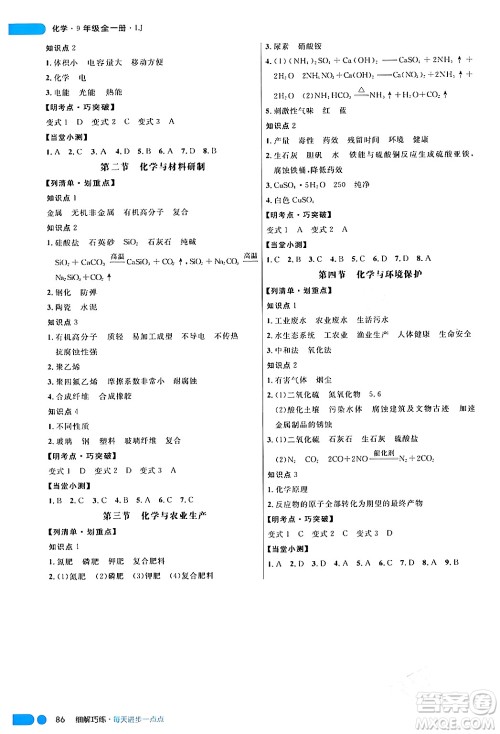 延边大学出版社2024年春细解巧练九年级化学下册鲁教版答案 延边大学出版社2024年春细解巧练九年级化学下册鲁教版答案