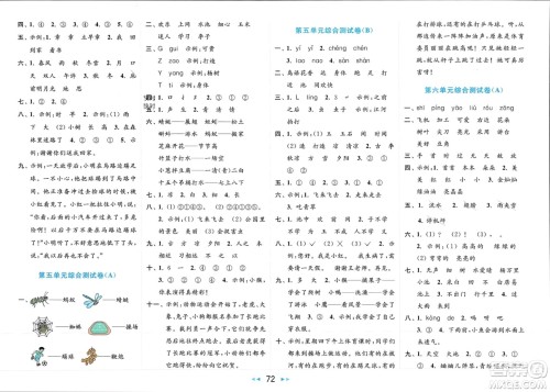 北京教育出版社2024年春亮点给力大试卷一年级语文下册人教版参考答案 北京教育出版社2024年春亮点给力大试卷一年级语文下册人教版参考答案