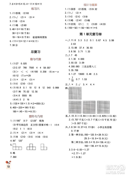 四川教育出版社2024年春新课标小学生学习实践园地四年级数学下册北师大版答案 四川教育出版社2024年春新课标小学生学习实践园地四年级数学下册北师大版答案