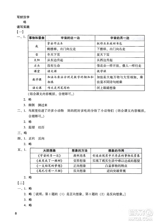 广州出版社2024年春阳光学业评价三年级语文下册人教版答案