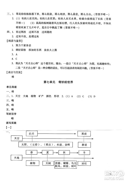 广州出版社2024年春阳光学业评价三年级语文下册人教版答案