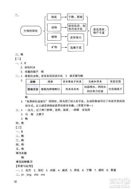 广州出版社2024年春阳光学业评价三年级语文下册人教版答案