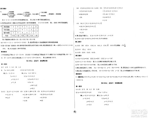 安徽人民出版社2024年春一卷搞定五年级数学下册上海专版答案