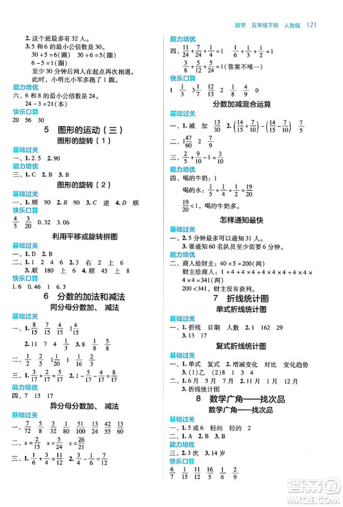 湖南教育出版社2024年春学法大视野五年级数学下册人教版答案