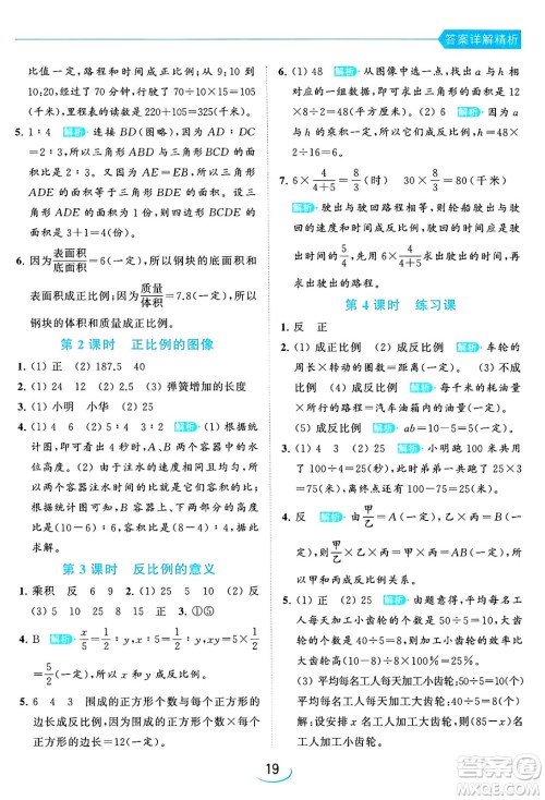 北京教育出版社2024年春亮点给力提优班六年级数学下册江苏版答案