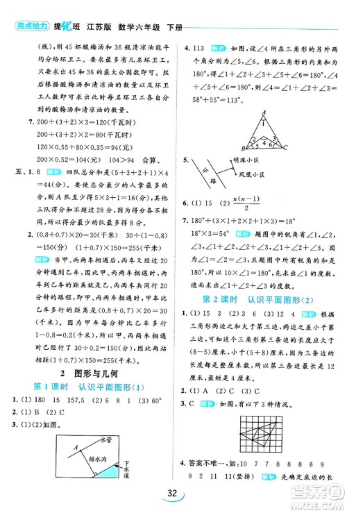 北京教育出版社2024年春亮点给力提优班六年级数学下册江苏版答案