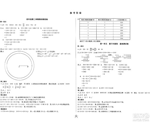 安徽人民出版社2024年春一卷搞定四年级数学下册上海专版答案