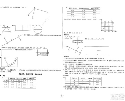 安徽人民出版社2024年春一卷搞定四年级数学下册上海专版答案