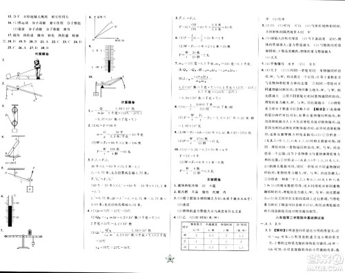 安徽人民出版社2024年春一卷搞定八年级物理下册上海专版答案