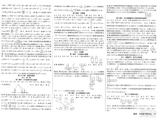 安徽师范大学出版社2024年春课时夺冠九年级数学下册人教版答案