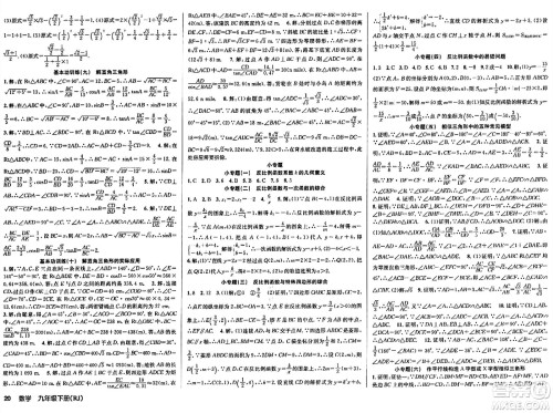 安徽师范大学出版社2024年春课时夺冠九年级数学下册人教版答案