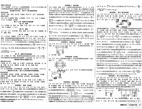 安徽师范大学出版社2024年春课时夺冠九年级物理下册人教版答案