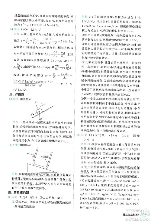 西安出版社2024年春53初中全优卷八年级物理下册人教版答案 西安出版社2024年春53初中全优卷八年级物理下册人教版答案