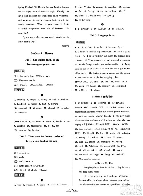 北京教育出版社2024年春教与学课程同步讲练九年级英语全一册外研版答案