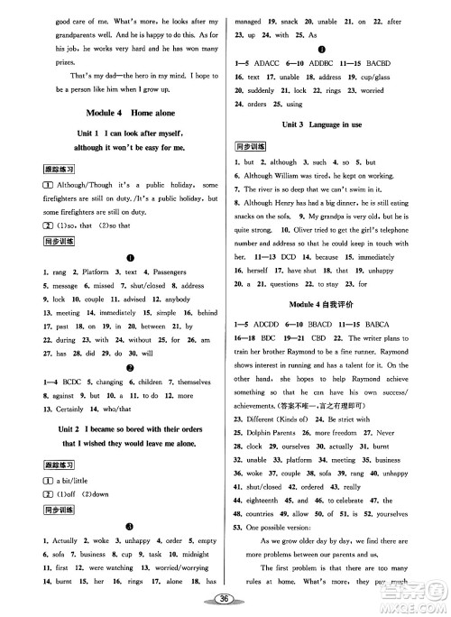 北京教育出版社2024年春教与学课程同步讲练九年级英语全一册外研版答案