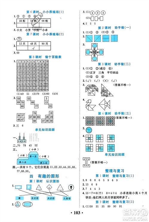 吉林教育出版社2024年春一对一同步精练测评一年级数学下册北师大版参考答案 吉林教育出版社2024年春一对一同步精练测评一年级数学下册北师大版参考答案