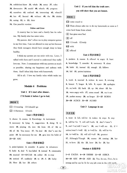 北京教育出版社2024年春教与学课程同步讲练九年级英语全一册外研版浙江专版答案