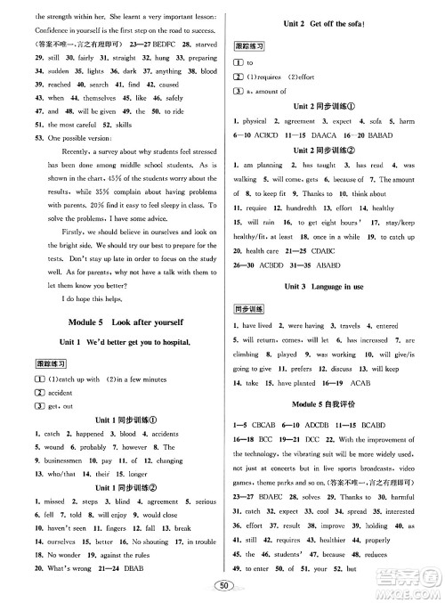 北京教育出版社2024年春教与学课程同步讲练九年级英语全一册外研版浙江专版答案