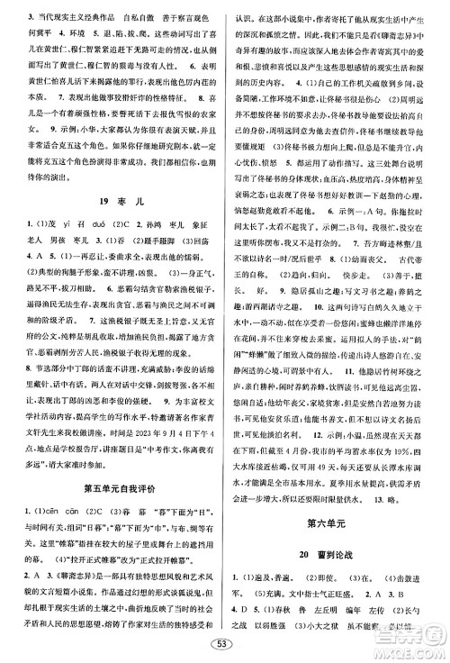 北京教育出版社2024年春教与学课程同步讲练九年级语文全一册部编版答案 北京教育出版社2024年春教与学课程同步讲练九年级语文全一册部编版答案
