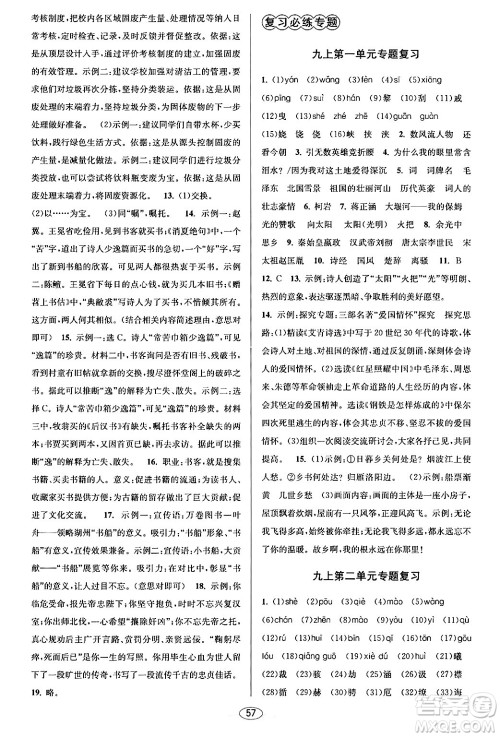 北京教育出版社2024年春教与学课程同步讲练九年级语文全一册部编版答案 北京教育出版社2024年春教与学课程同步讲练九年级语文全一册部编版答案