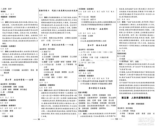 河北少年儿童出版社2024年春夺冠百分百新导学课时练七年级生物下册人教版答案