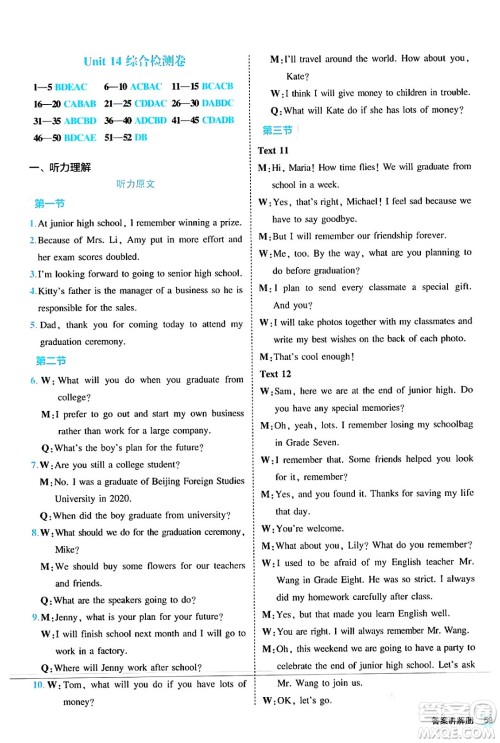 西安出版社2024年春53初中全优卷九年级英语全一册人教版答案