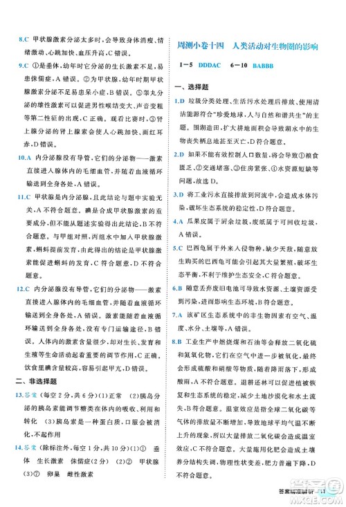 西安出版社2024年春53初中全优卷七年级生物下册人教版答案 西安出版社2024年春53初中全优卷七年级生物下册人教版答案