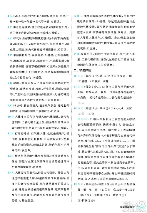 西安出版社2024年春53初中全优卷七年级生物下册人教版答案 西安出版社2024年春53初中全优卷七年级生物下册人教版答案