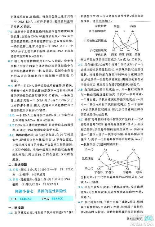 西安出版社2024年春53初中全优卷八年级生物下册人教版答案