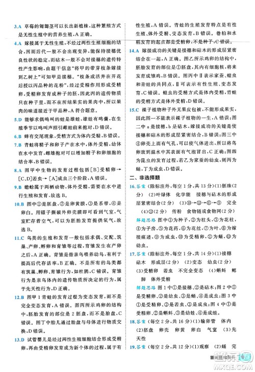 西安出版社2024年春53初中全优卷八年级生物下册人教版答案 西安出版社2024年春53初中全优卷八年级生物下册人教版答案