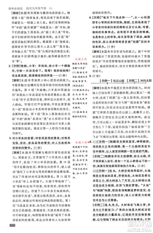 开明出版社2024年春初中必刷题九年级语文下册人教版答案