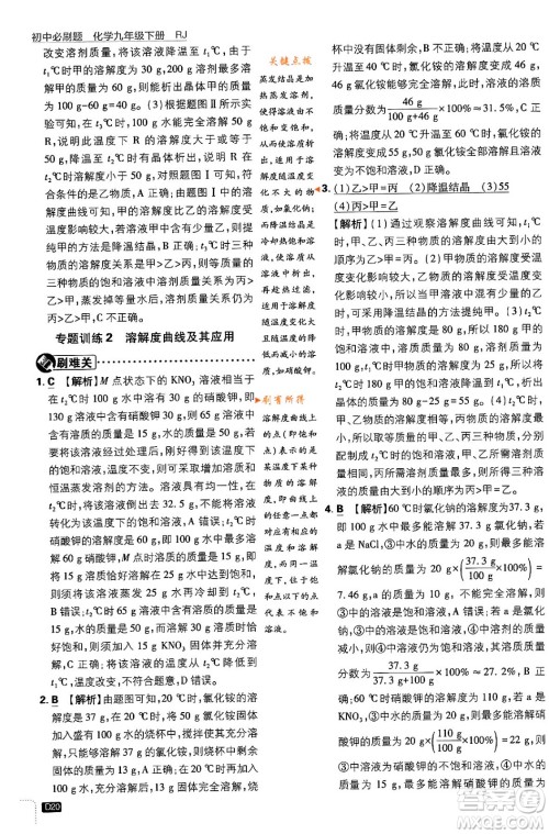 开明出版社2024年春初中必刷题九年级化学下册人教版答案