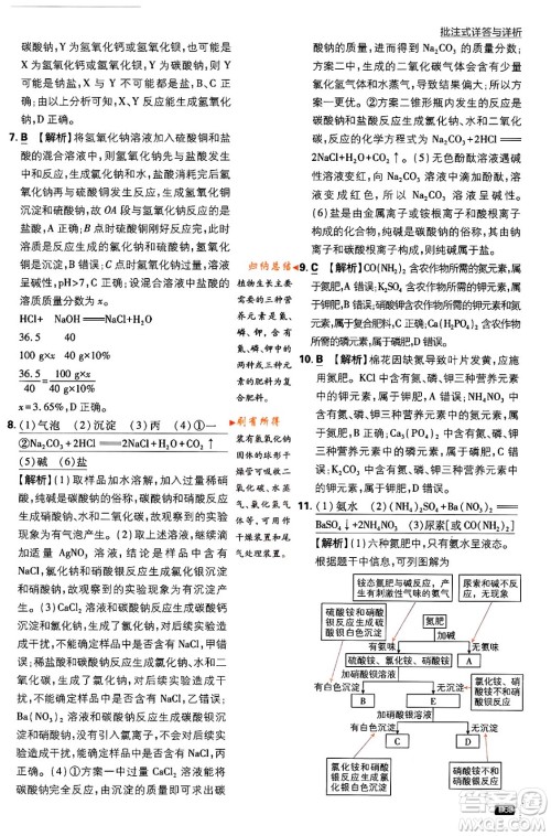 开明出版社2024年春初中必刷题九年级化学下册人教版答案