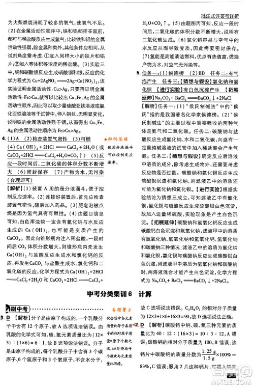 开明出版社2024年春初中必刷题九年级化学下册人教版答案