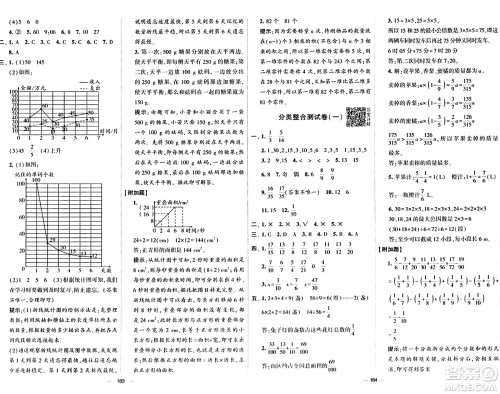 宁夏人民教育出版社2024年春学霸提优大试卷五年级数学下册人教版答案