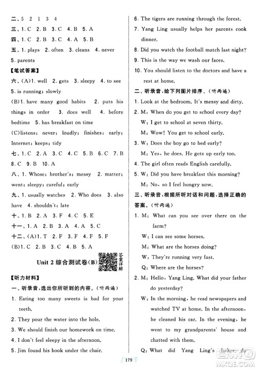 宁夏人民教育出版社2024年春学霸提优大试卷六年级英语下册江苏版答案