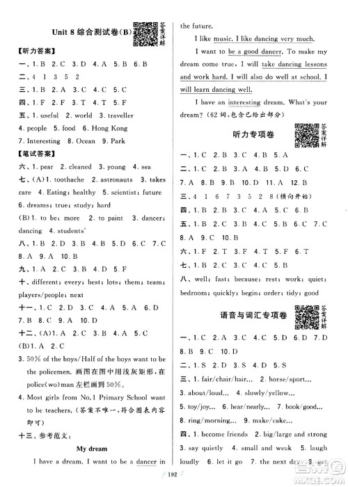 宁夏人民教育出版社2024年春学霸提优大试卷六年级英语下册江苏版答案