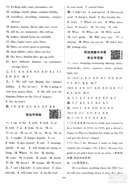 宁夏人民教育出版社2024年春学霸提优大试卷六年级英语下册江苏版答案