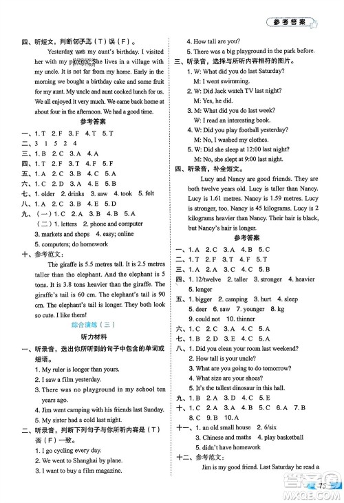 山东美术出版社2024年春红逗号全能100分单元归类复习六年级英语下册人教版参考答案 山东美术出版社2024年春红逗号全能100分单元归类复习六年级英语下册人教版参考答案